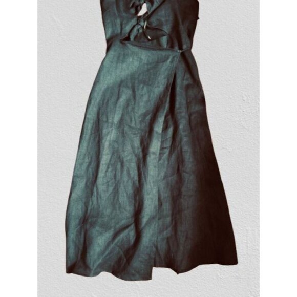 REFORMATION Linen Dress Halter Tie-Front Sleeveless Midi A-Line Size Med - Picture 3 of 11